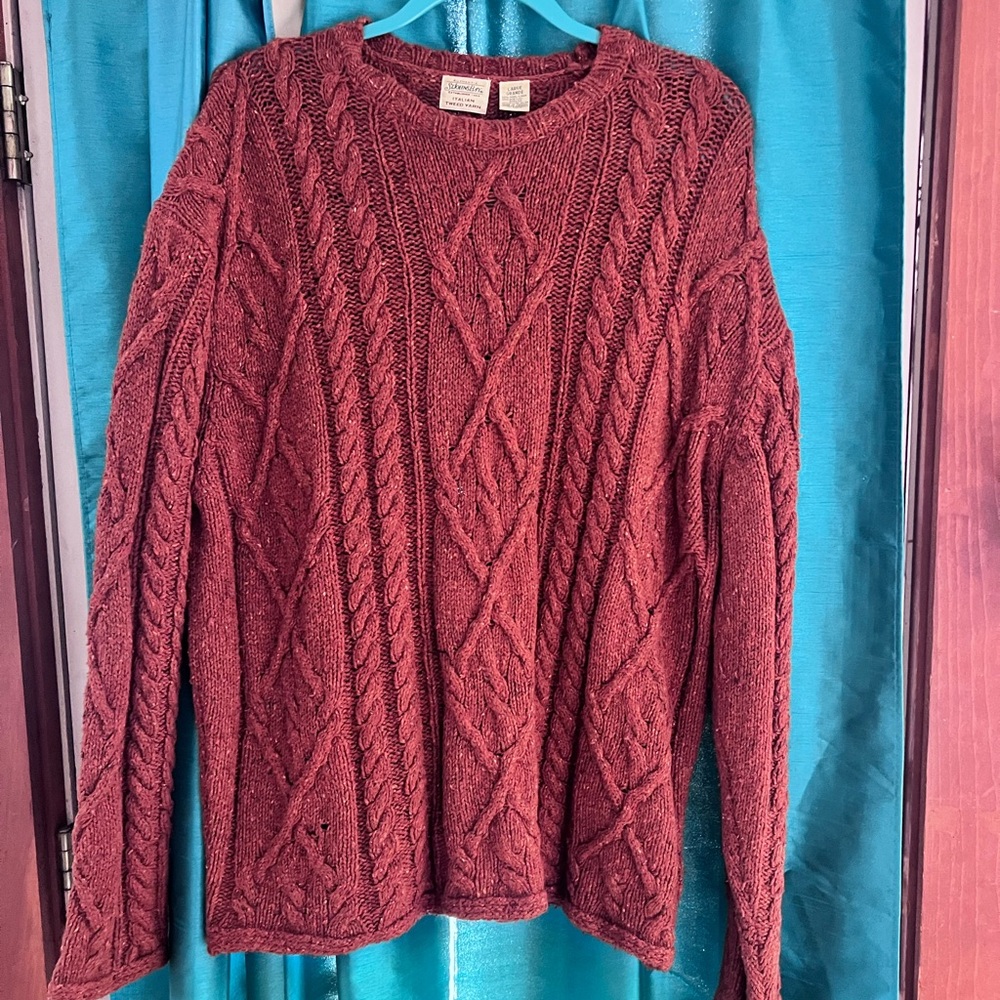 Cable Knit Sweater in Rich Burgundy